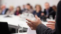 Someone speaking at a committee meeting
